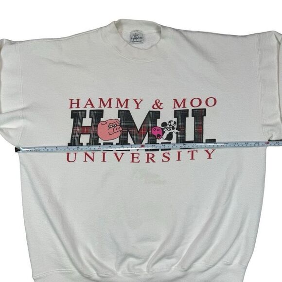 Vintage Hammy and Moo University Hamwear Sweatshirt White One‎ Size Fits All - Picture 3 of 10